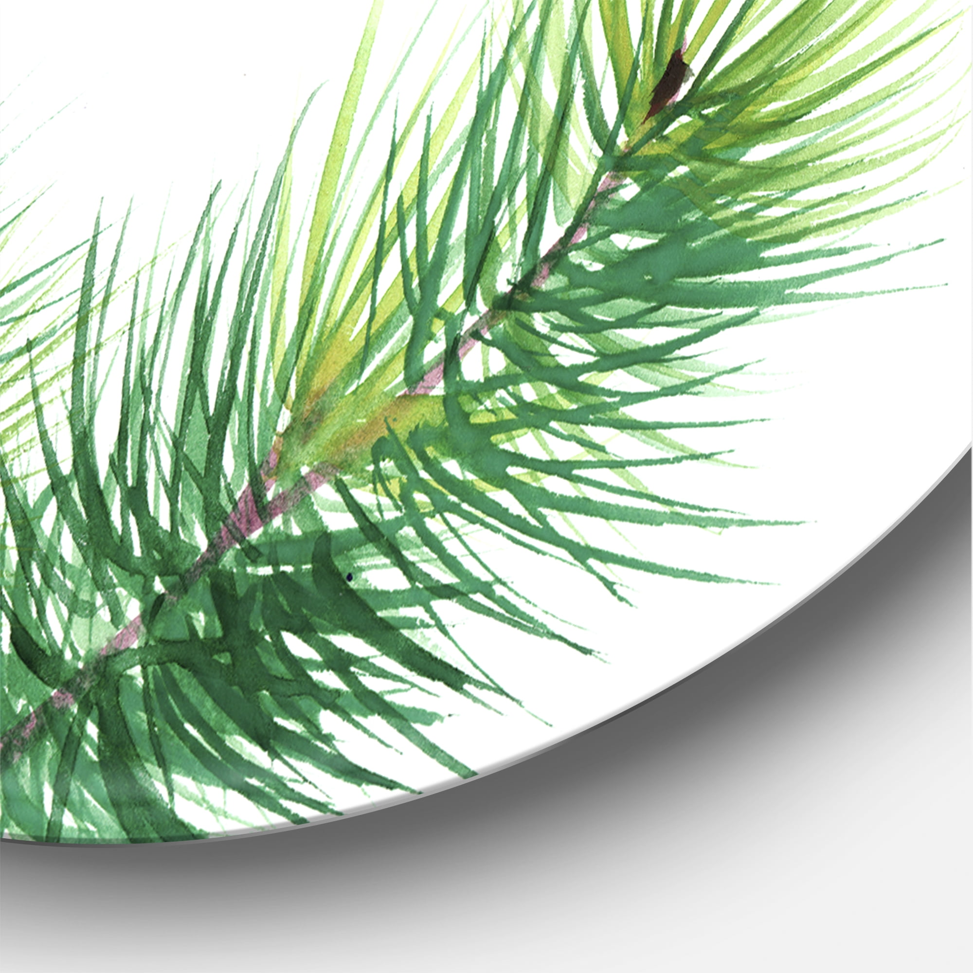 Designart 'Close Up Pine Tree Branches' Traditional Circle Metal Wall Art 23x23 - Disc of 23