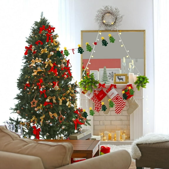 OULII Multi-Color Christmas Tree Bunting Garland, Non-Woven Fabric, Set of 3 for Party, Home, and Hotel Decoration