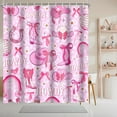 thumbnail image 2 of Western Cowgirl Shower Curtain Pink Bow Preppy Cowgirl Shower Curtain for Bathroom Decor 72x72 Inch Washable Polyester Trendy Cute Disco Girls Shower Curtain Set with 12 Hooks, 2 of 6