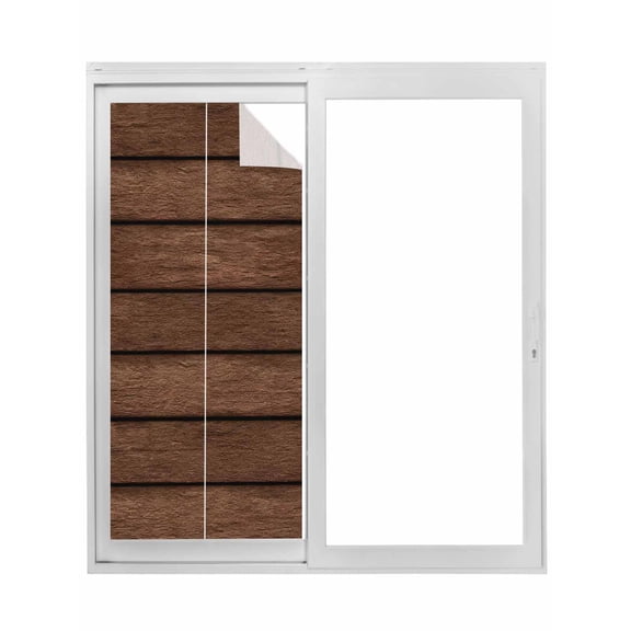 Dark Brown Wooden Window Privacy Film, Vintage Western Country Wooden Board Static Cling UV Sun Blocking Tint Film Heat Control Windows Films for Bedroom Bathroom, Window Stickers 29.5"x78.7"