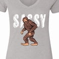 thumbnail image 4 of Inktastic Bigfoot Sassy Happy Sasquatch Women's V-Neck T-Shirt, 4 of 5