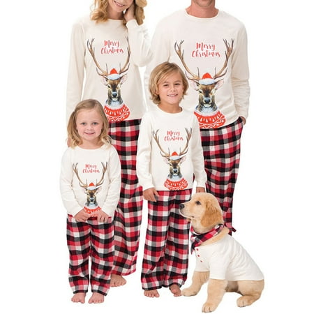 

Huakaishijie Family Matching Christmas Pajamas Set Parent-child Long Sleeve Sleepsuit Xmas Nightwear
