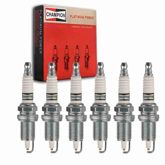 6 pc Champion Platinum Spark Plugs compatible with Jeep Cherokee 4.0L L6 1991-2001
