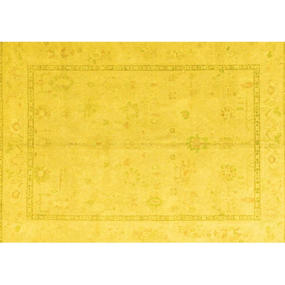 Ahgly Company Indoor Rectangle Oriental Yellow Traditional Area Rugs, 7' x 9'