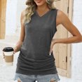 thumbnail image 4 of Diufon Womens Tank Tops Summer Casual V Neck Sleeveless T-Shirts Solid Color Pleated Tunics, 4 of 7