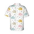 thumbnail image 4 of Xecao Little Elephant print Hawaiian shirt - a stylish short-sleeve button-down for men, perfect for casual beach and tropical outings., 4 of 9