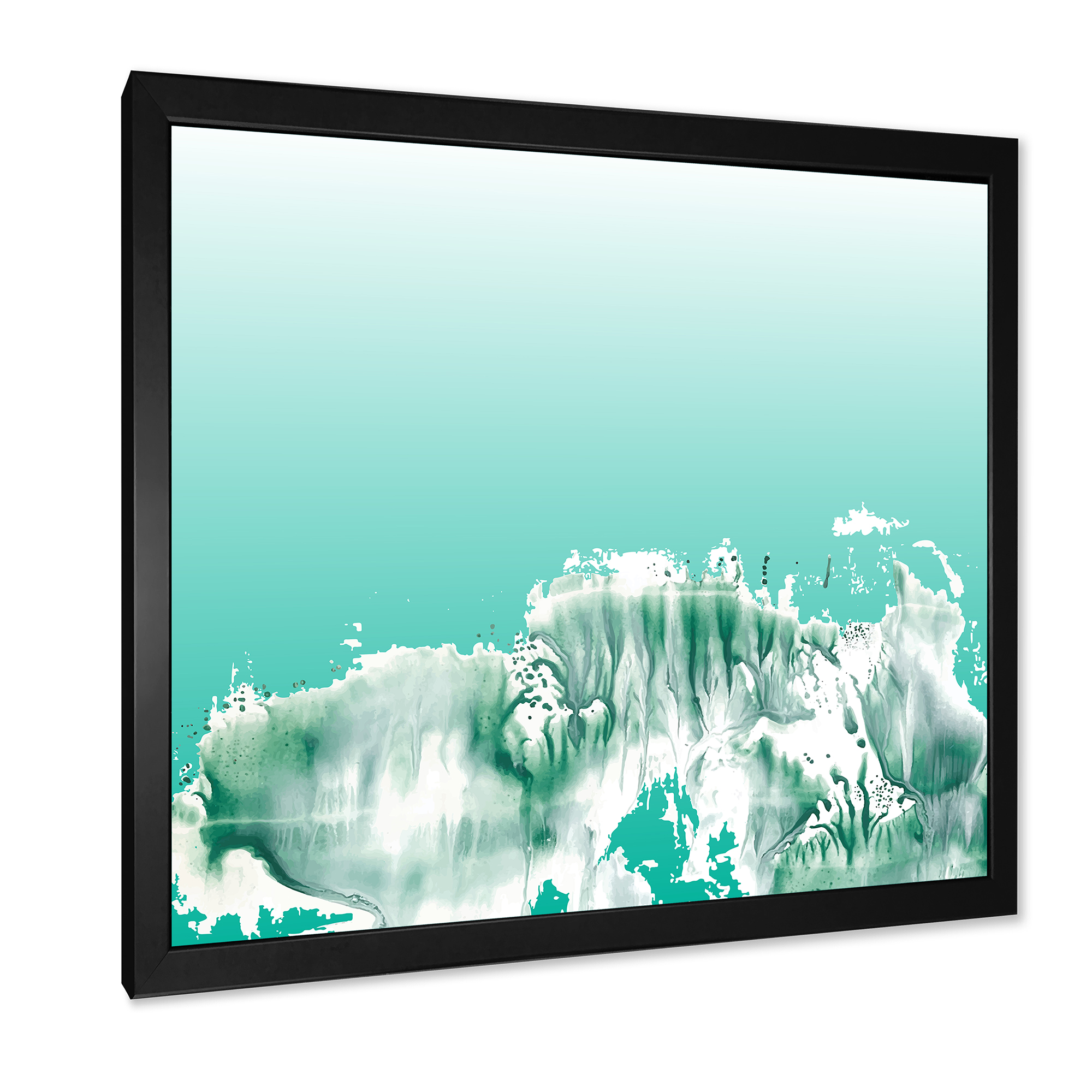 Designart 'Auquamarine Landscape Turquoise Splashes' Traditional Framed Art Print