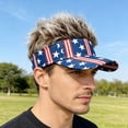 thumbnail image 4 of Mens Visor Cap Wig Adjustable Baseball Cap Golf Hats with Fake Hair, 4 of 5