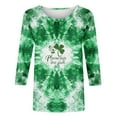 thumbnail image 2 of Craaazy Ladies' Round Neck 3/4 Sleeve T-shirt Loose Holiday Long Sleeved Tops Gifts, 2 of 5
