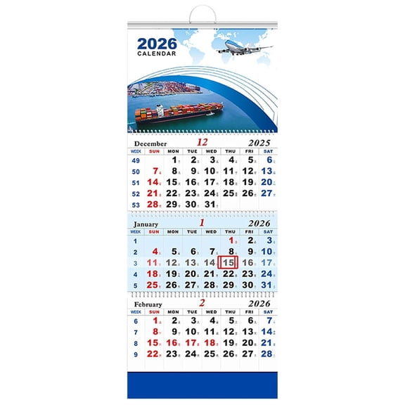 Vertical Trifold Wall Calendar 2026, 2026 Calendar 3 Month View Calendar, Large Hangable Wall Planner, For School Workplace Dormitory Apartment Hotel Time Management (Airplane)