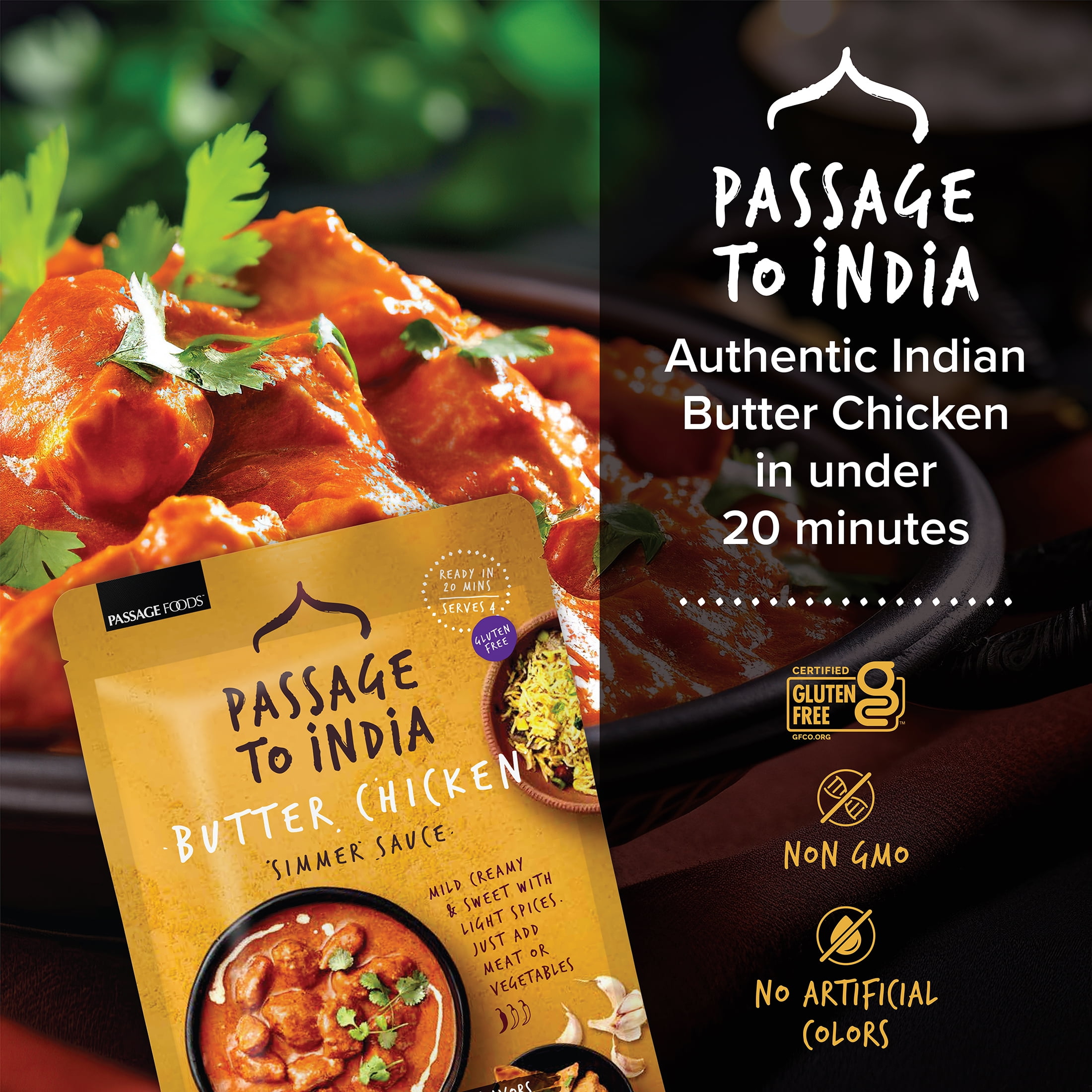(2 pack) Passage to India Butter Chicken Simmer Sauce - 20 Minute Authentic Indian Curry, 13.2 oz by Passage Foods