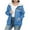 Blue, variant on Makaor Sweatshirts Jacket for Women Christmas Fleece Hooded Coat Solid Plus Size Zipper Long Sleeve Outerwear Clothes