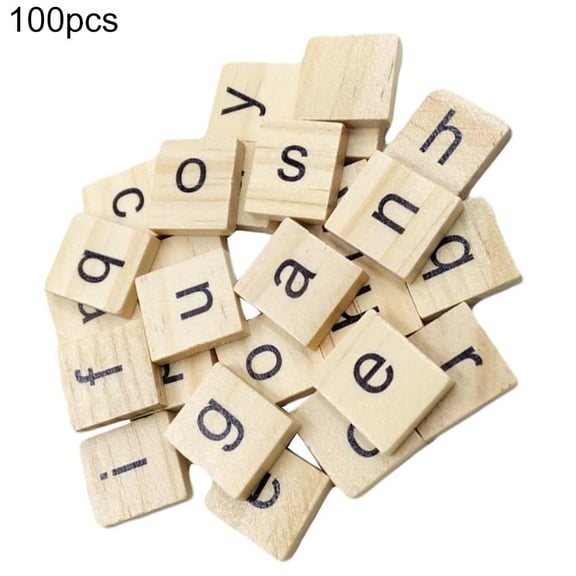 100Pcs English Alphabet Word Scrapbooking Letter Block Puzzle Kids Children Toy Wood One Size