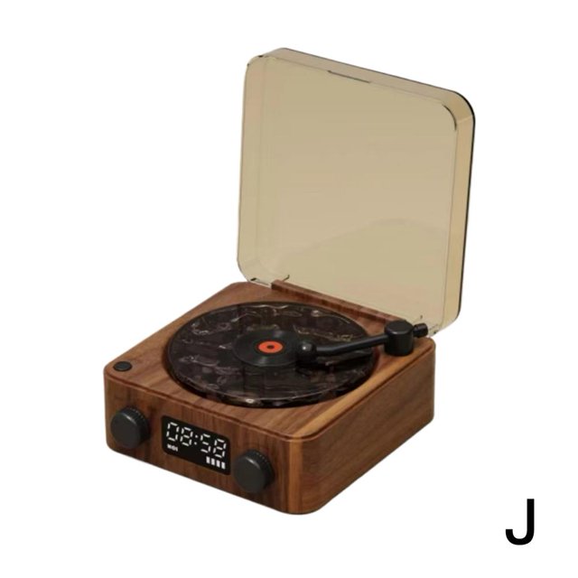 Waves Vintage Vinyl Record Player Bluetooth Speaker with Adjustable Ambient Lights, 4-Mode Wireless Audio Turntable