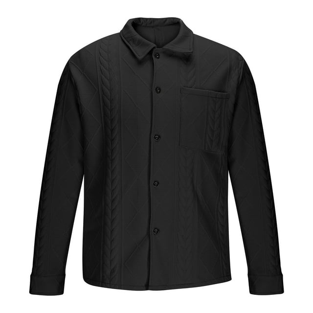 Kalauyu Mens Button Down Shirts Shacket Casual Long Sleeve Jacket Lightweight Work Shirts with Pockets