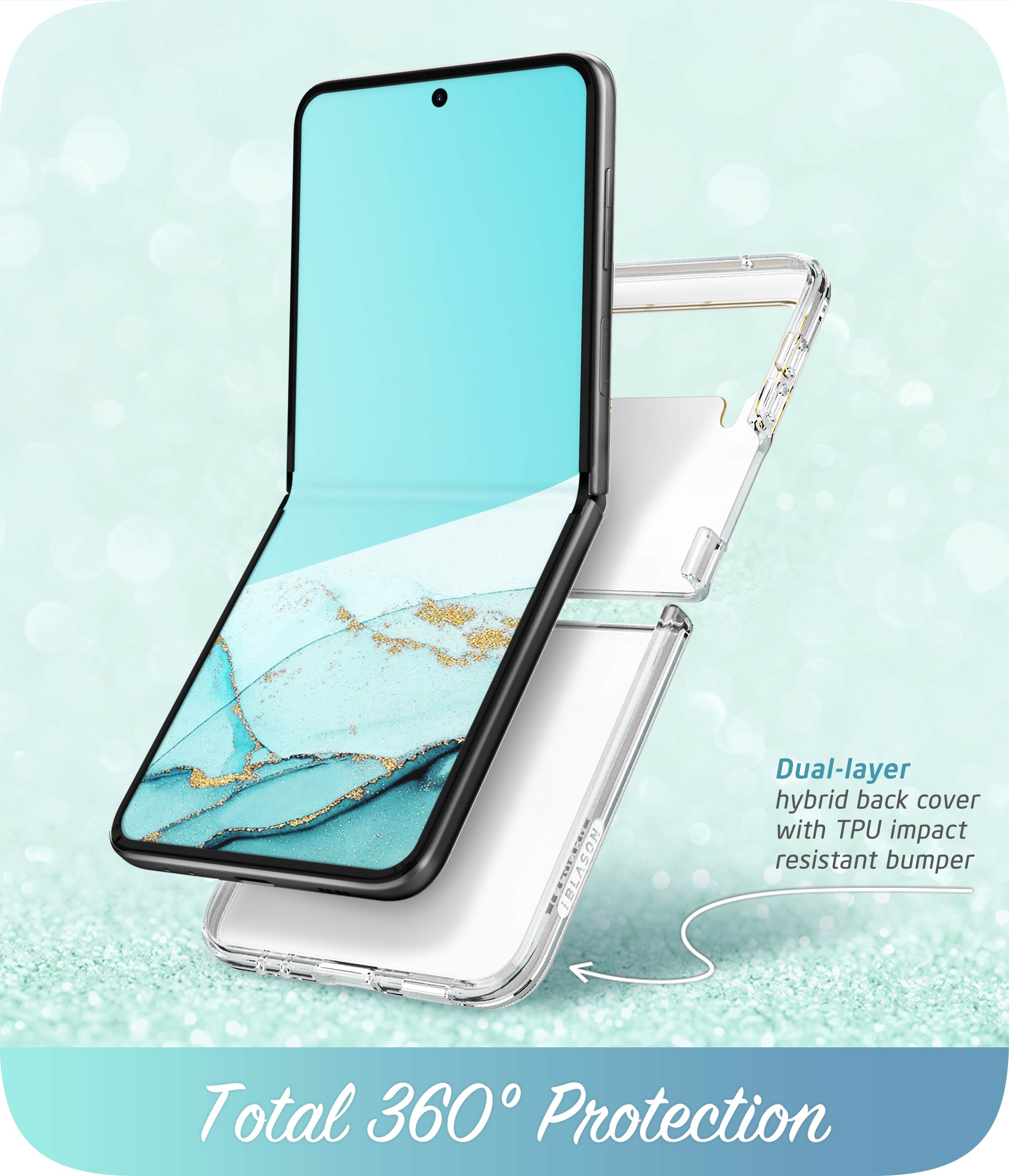 i-Blason Cosmo Series Case for Samsung Galaxy Z Flip 3 5G (2021), Slim Stylish Protective Bumper Case Without Built-in Screen Protector (Ocean)