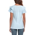 thumbnail image 6 of Dreamfish Women's Summer Tops V Neck T Shirt Ruffle Short Sleeve Eyelet Top Casual Eyelet Blouse, 6 of 7