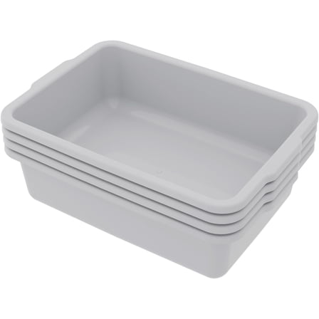 4-Pack 22 L Plastic Bus Tubs Restaurant, Commercial Bus Box Tub, Grey