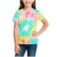 thumbnail image 3 of CYRBOKO Girls Graphic Tees, Crew Neck Tie-dye Short Sleeve Casual Summer T-Shirts Yellow Size 11-12 T, 3 of 4