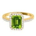 thumbnail image 2 of Mauli Jewels Rings for Women 3.15 Carat Diamond and Emerald Shaped Peridot Ring 4-prong 10K Yellow Gold, 2 of 6