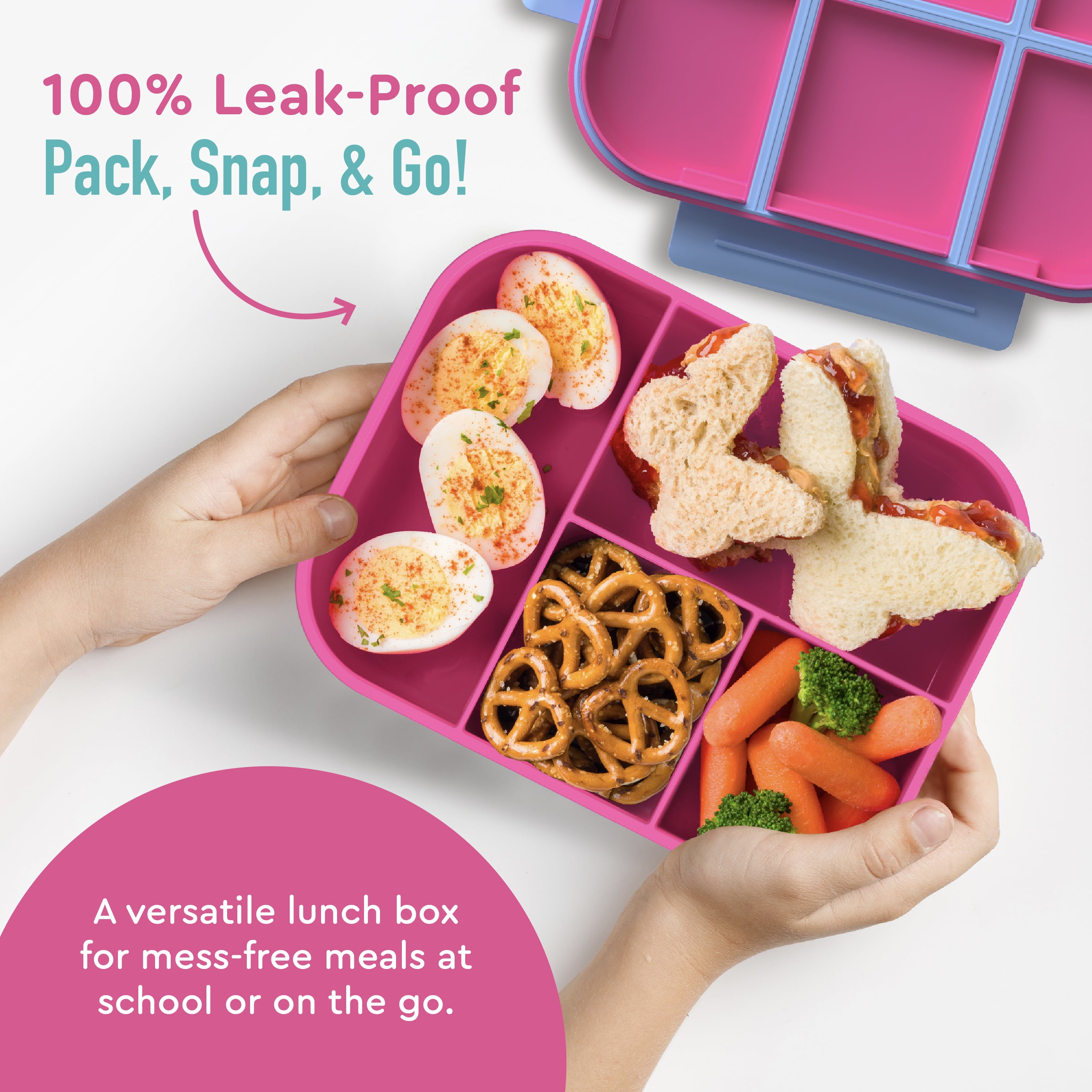 Bentgo Kids Snap & Go Leak-Proof Lunch Box - Rainbows and Butterflies, Leak-Proof Bento Lunch Box for Kids, Durable, BPA-Free, Dishwasher Safe, Perfect for School Lunches
