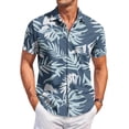 thumbnail image 3 of Hawaiian Shirt for Men Short Sleeve Summer Casual Tropical Print Mens Button Down Shirt Trendy Holiday Beach T Shirts Blue XL, 3 of 7