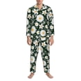 thumbnail image 4 of Kll White Daisies And Bee Sleepwear Mens Flannel Pajamas,Long Cotton Pj Set, 4 of 9