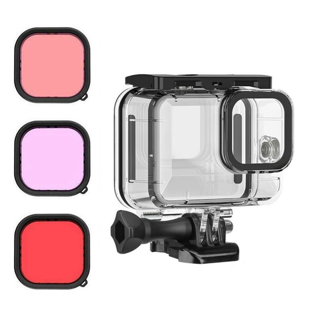4 In 1 Waterproof Camera Surfing Waterproof Housing Case Diving Cover Shell+3PCS Lens Filter Set For Gopro Hero 9 Accessories