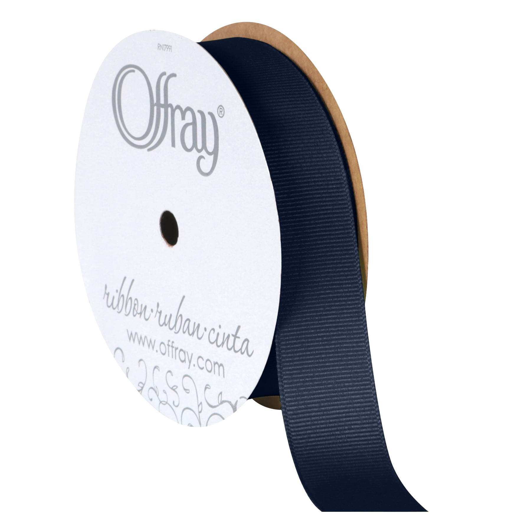 (3 pack) Offray Ribbon, Navy 7/8 inch Grosgrain Polyester Ribbon, 18 feet