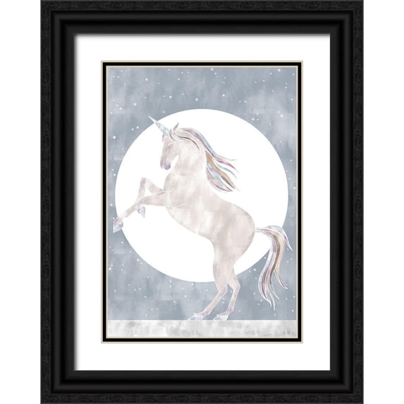Artographie Studio 14x18 Black Ornate Wood Framed with Double Matting Museum Art Print Titled - Rising Unicorn