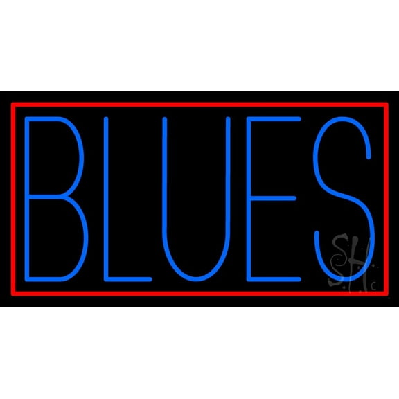 Blues Block 2 LED Neon Sign 13" Tall x 24" Wide - inches Black Square Cut Acrylic Backing, with Dimmer - Premium built indoor Sign for Studio, Club, Home décor, Event, Workshop, Storefront.