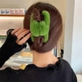 thumbnail image 2 of Elegant Cute Non-slip Plush Headwear Soft Hair Claw Hair Barrettes Shark Jaw Hair Clamp Faux Fur Hair Clip GREEN, 2 of 8