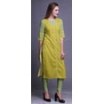 thumbnail image 3 of Bimba Rayon Slub Straight Kurti 3/4 Sleeve Printed Tunic Top Summer Clothing, 3 of 6