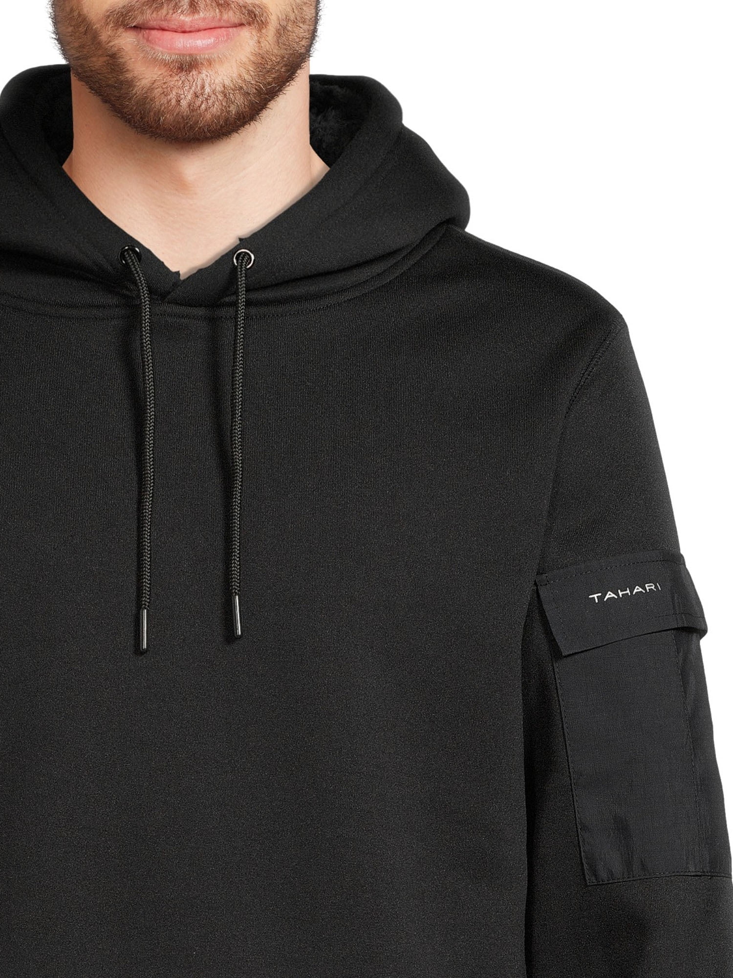 Tahari Men's Fleece Pullover Hoodie with Cargo Pocket on Sleeve, Sizes S-3X
