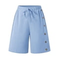 thumbnail image 4 of GUACER Wide Leg Shorts for Women Casual Elastic Waist Drawstring Side Button Fashion Bermuda Shorts, 4 of 8