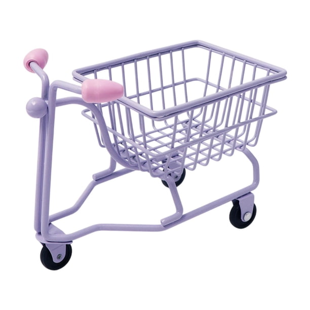 Mini carrito de compras, mini cesta de almacenamiento, modelo de carrito, lindo accesorio de fotografía. púrpura