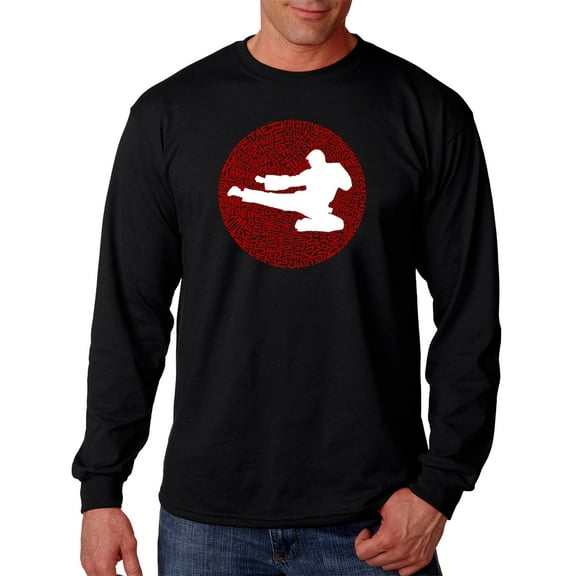 LA Pop Art Men's Word Art Long Sleeve T-shirt - Types of Martial Arts