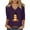 Purple, variant on Casual 3/4 Sleeve V Neck Shirt for Women Funny Holiday Graphic Tee Fall Winter Loose Thanksgiving Pumpkin Print Tunic Tops