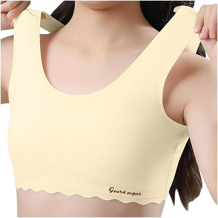 YABCSAZ Big Girls Bras Training Bra Spaghetti Strap Sports Bra Casual Solid Color Student Bralette Soft Comfort Flex Fit Seamless Underwear Bras Youth Bra age 12-15 Size M