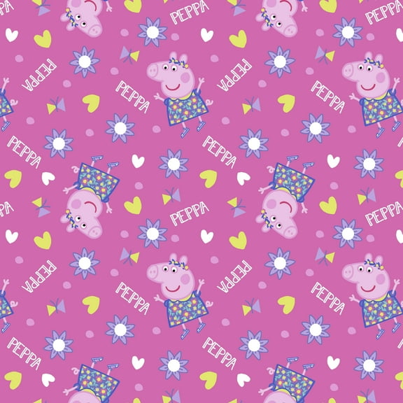 Springs Creative 43" x 36" Cotton Peppa Pig Toss Precut Sewing & Craft Fabric