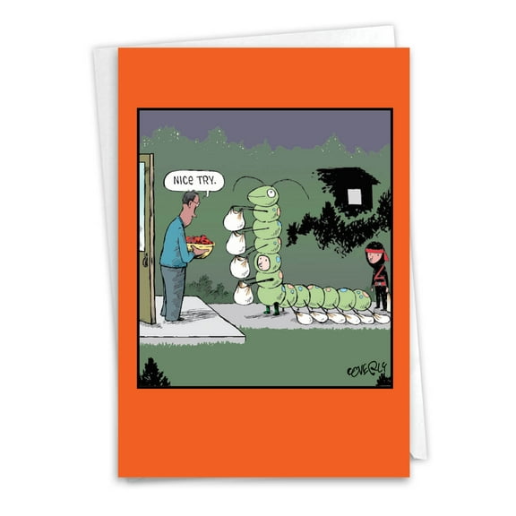 1 Funny Halloween Card with Envelope - Caterpillar Trick C3394HWG