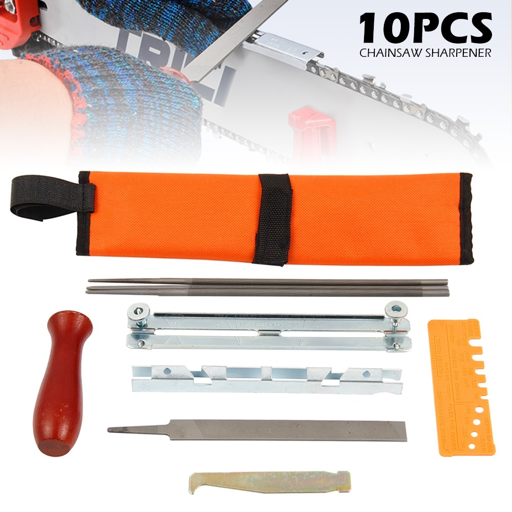10PCS Chainsaw Sharpener File Kit with 5/32 3/16 7/32 Round Files, 6