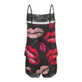 thumbnail image 5 of Pajamas for Women Valentine's Day Gift for Her Heart Printed Lace Sling Sleeveless Tank+Shorts Casual Pajamas Set Red, 5 of 5