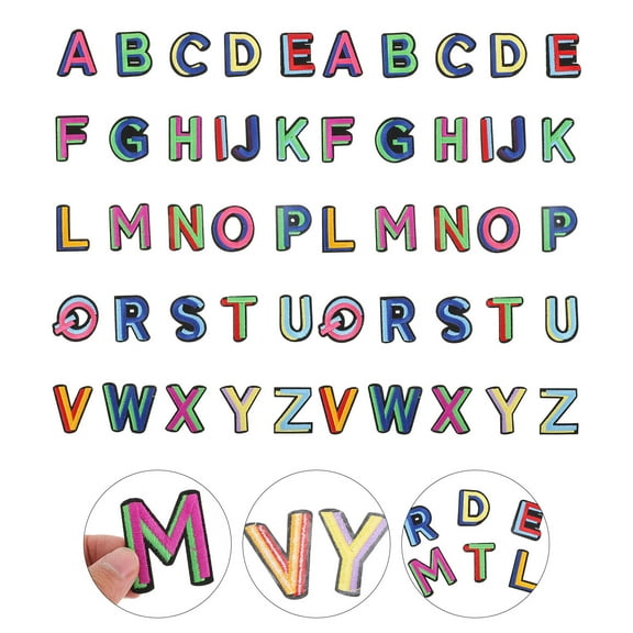 Raindrops  52 Pcs Letter Cloth Sticker Charms Patches Adhesive Colorful