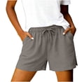 thumbnail image 5 of Women's Soft Fabric Elastic Waist Drawstring Shorts, Side Split Hem, Casual Cotton Blend Lounge Shorts, Summer Beach, Travel, Daily Wear, Comfy Casual | TruBelle,Gray L, 5 of 8