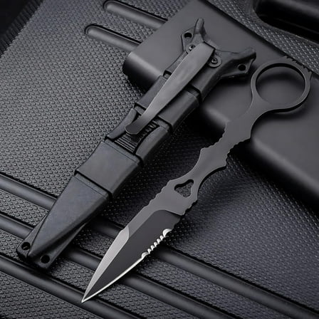 Portable Knife 6.7 Inch 440C Fixed Blade Outdoor Camping Tactics Straight Knife With Kydex Sheath The Knife Comes In Black And White (Black)