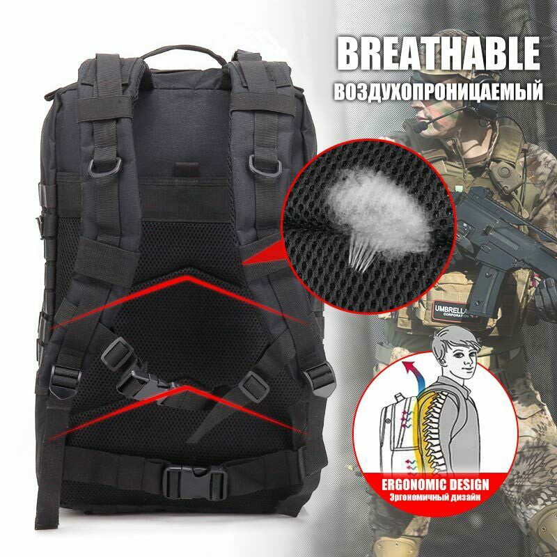 45L Military Tactical Backpacks For Men Camping Hiking Trekking Daypack Bug  Out Bag Lage MOLLE 3 Day Assault Pack