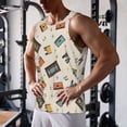 thumbnail image 5 of KLL Retro Vintage Tape Print Men's Muscle Gym Workout Stringer Tank Tops Bodybuilding Fitness T-Shirts Tank Tops Men-Large, 5 of 7