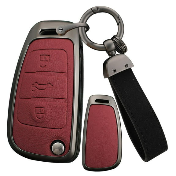 Key Cover Fit for Audi Flip Folding Key Fob,Solid Metal and Leather Key Protector for A1 A3 A4 A5 A6 A6L A8 Q2 Q3 Q5 Q7