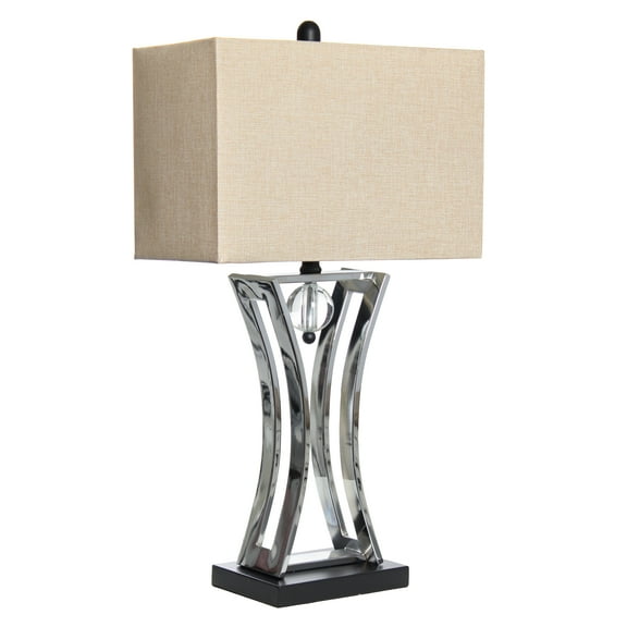27.5" Chrome Modern Elegance Table Lamp with Crystal Accent